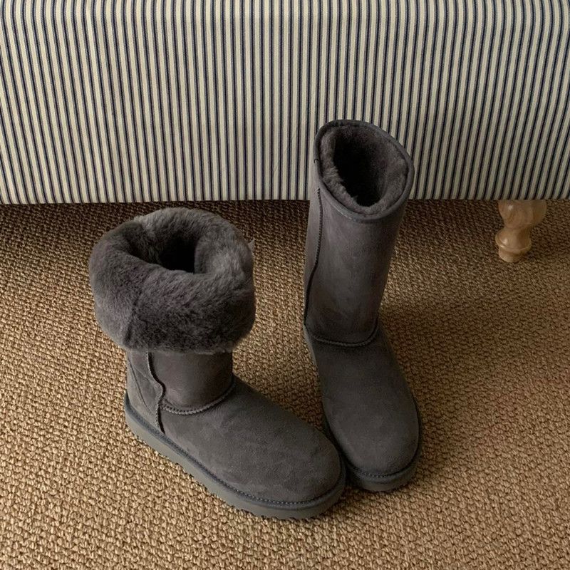 Henan Sangpo 5815 Scarpe da neve da donna in pelle di pecora con tubo alto, stivali di cotone caldi e spessi_voghion.com