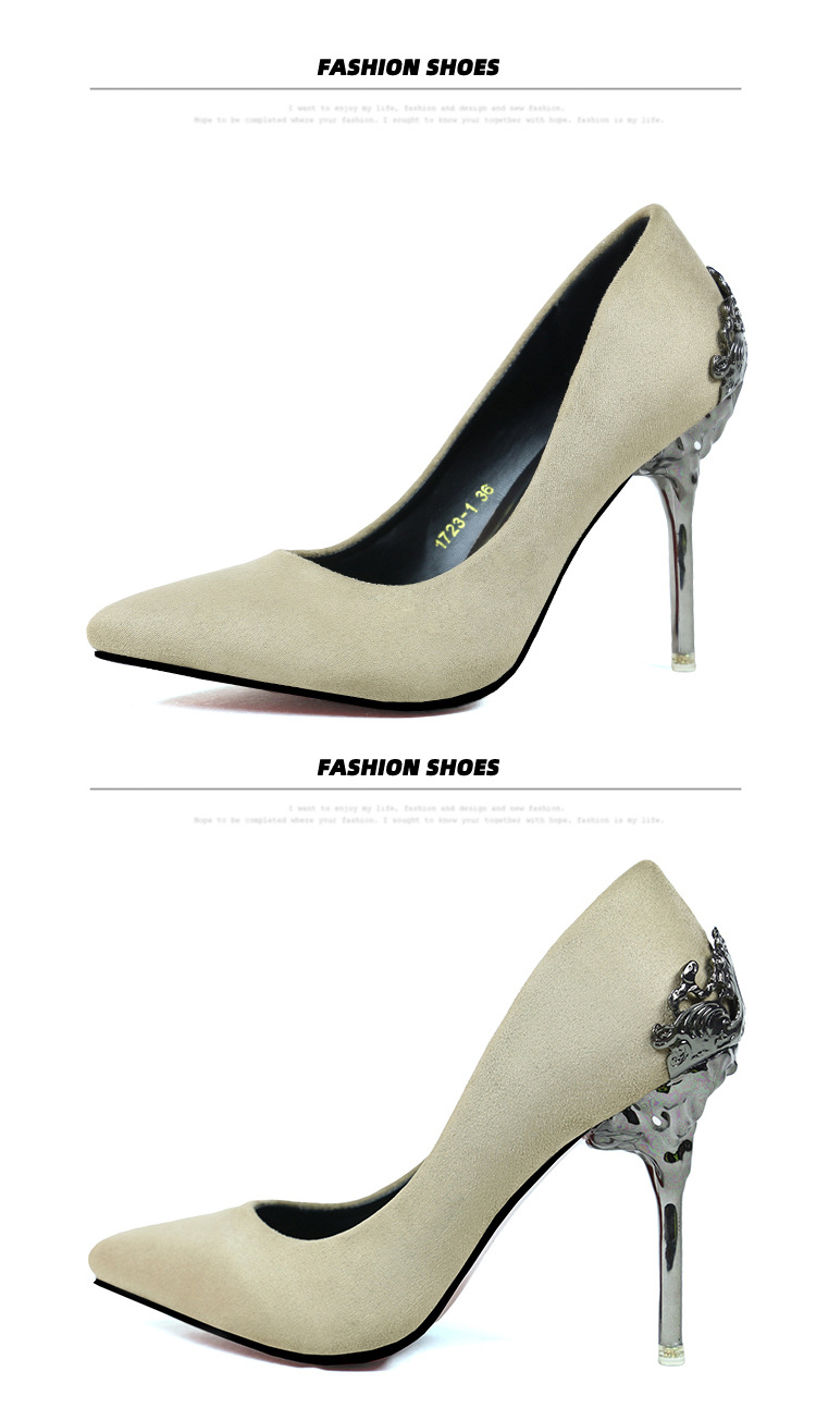 Spëtze Schong Damen Hochzäitsschong Rout Brautschong Metall huel Suede Stiletto Fersen_voghion.com