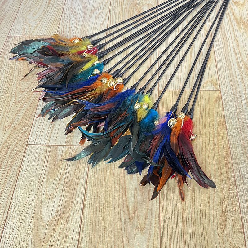 Pet Cat Toy Feather Bell Teaser Wand_voghion.com