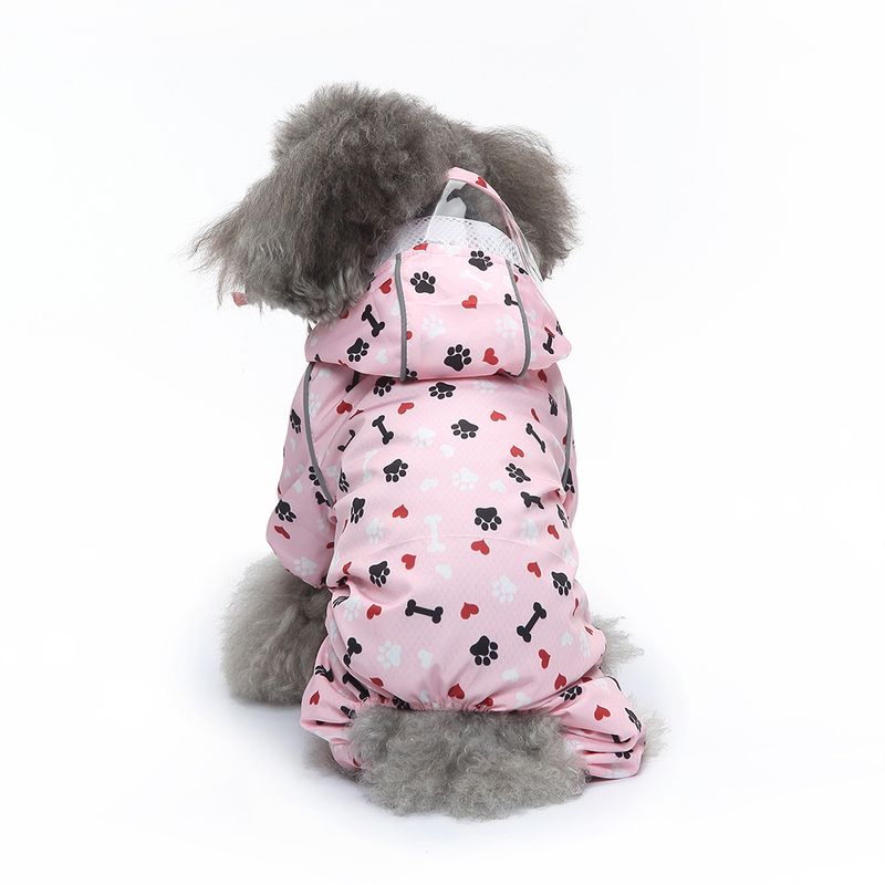 Haustier Vierbeiner Kleine Brust Zurück Reflektierende Hund Regenmantel Taille Tasche Schwanz Ente Stil_voghion.com