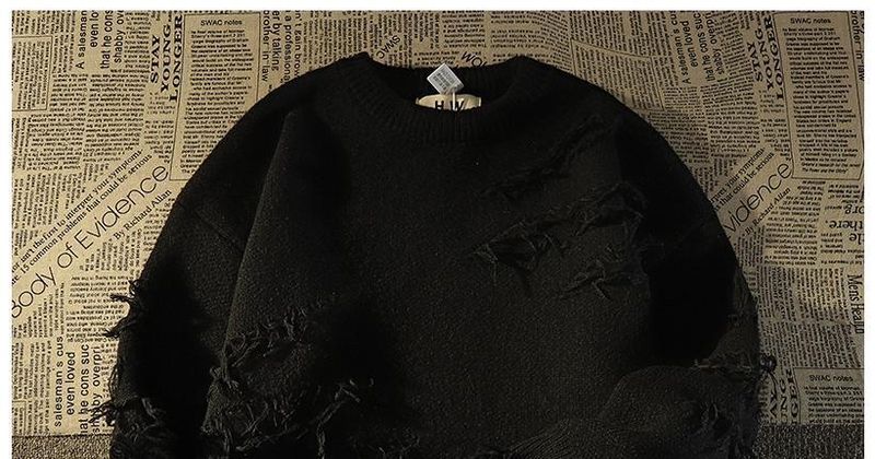 Herretøj Retro High Street Hole Karakteristisk sweater Lazy Style Avanceret Design Sense Niche Strik_voghion.com