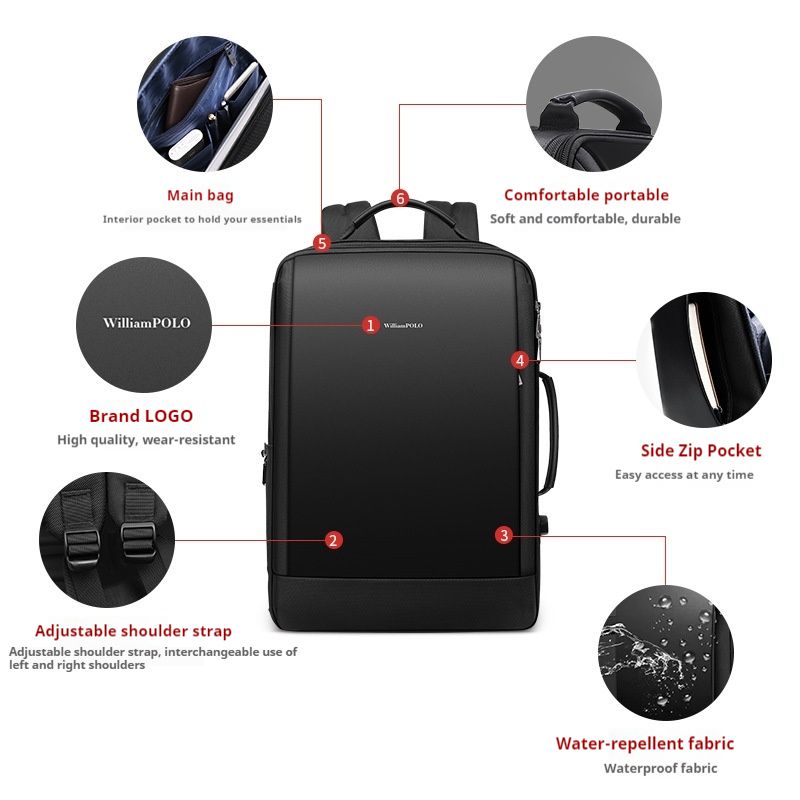 Minimally designed backpack for men, computer backpack, business outdoor travel, multi-functional backpack, USB backpack_voghion.com