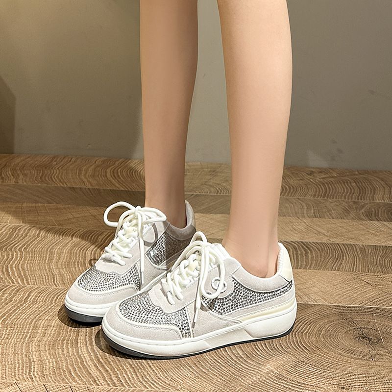 Friday Black Bestsellers Logo 1 Correct Spring New Early Low Heel Flat Thick Sole Lace-up Shiny Round Toe Casual Sports Sneakers Women's Trendy Shoes_voghion.com