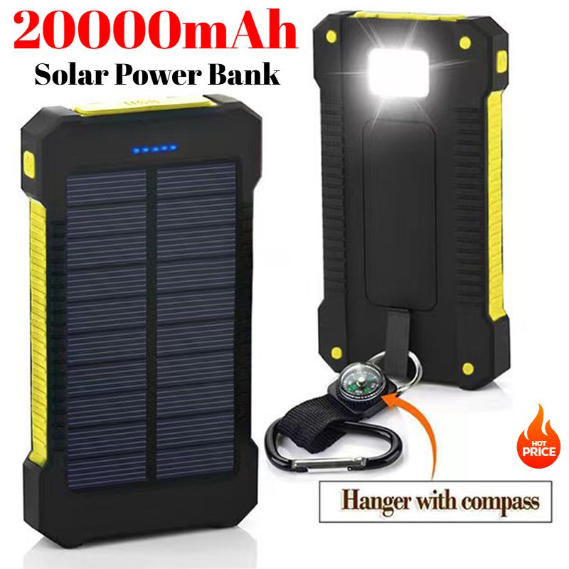 20000 MAh Top Solar Power Bank Waterproof Emergency Charger External Battery Powerbank For Xiaomi MI IPhone Samsung LED_voghion.com