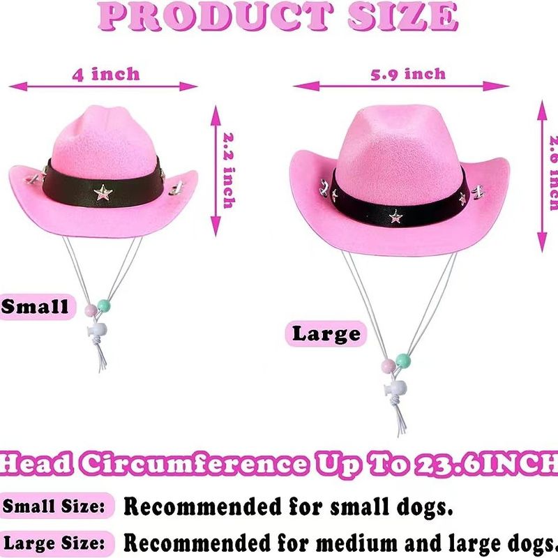 Nouvel ensemble de fête d'anniversaire rose, fournitures pour animaux de compagnie, petit chapeau de cowboy de style occidental_voghion.com