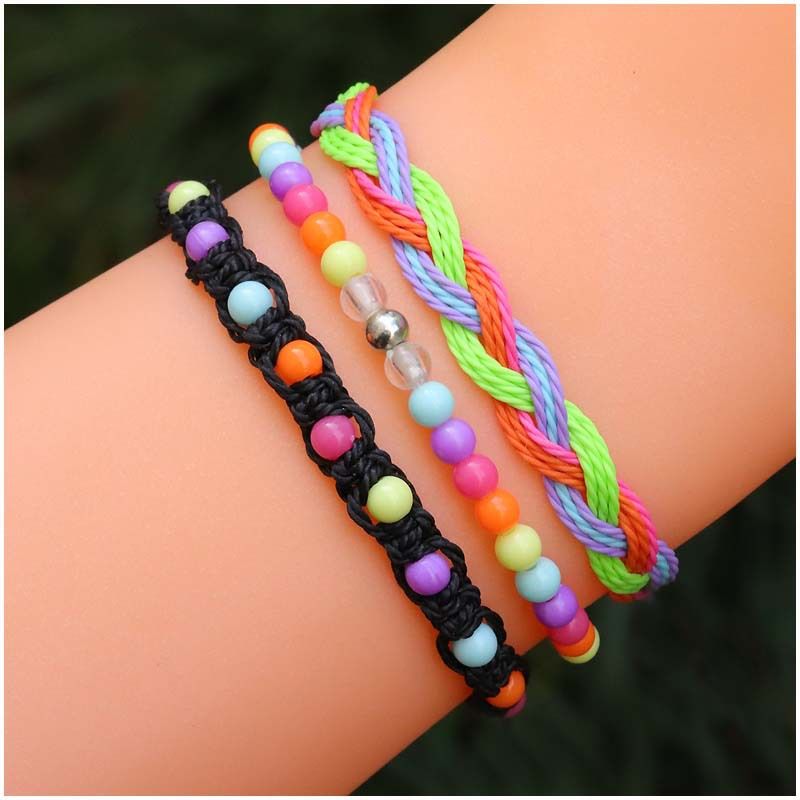 New Colorful Bead Bracelet Waterproof Hand Rope Wax Thread Braided Bracelet_voghion.com