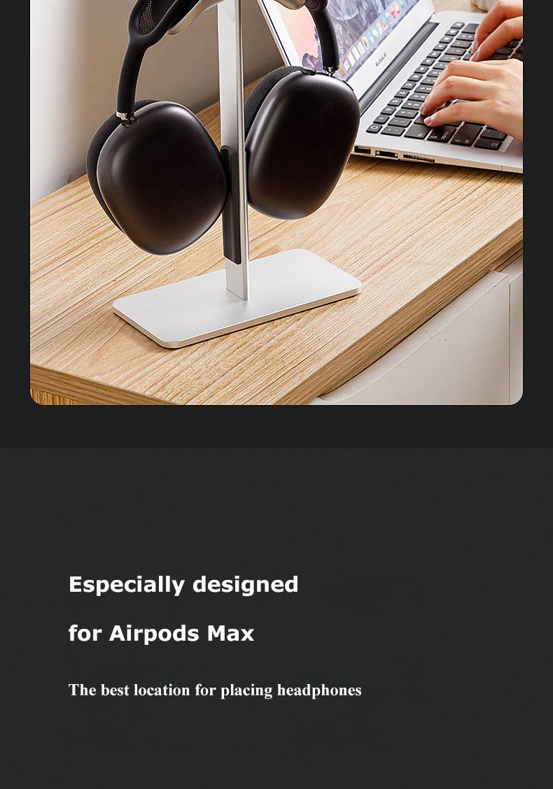 Aluminum Alloy Headphone Stand Detachable Auto-Sleep Headset Holder Display Shelf For AirPods Max With Anti-Slip_voghion.com