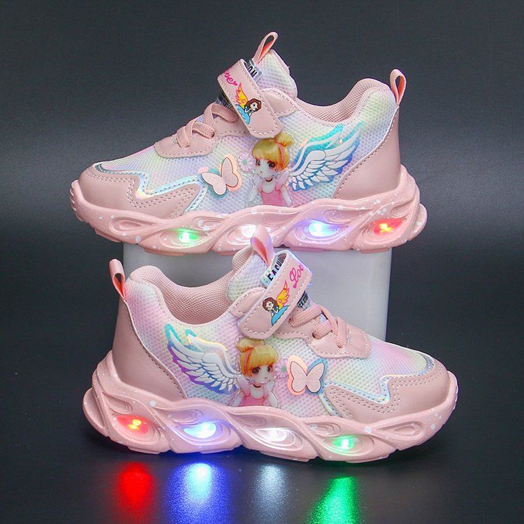 Mädchen Frühling Neue Stil kinder Sport Schuhe Mit Licht Atmungsaktivem Mesh Leder Vielseitige Student Schuhe Elsa Prinzessin Schuhe_voghion.com