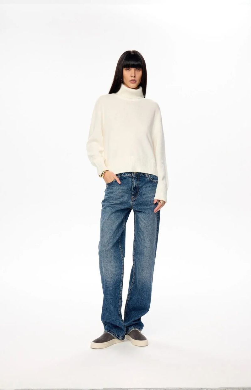 Pull oversize en tricot à col montant pour femme – Pull doux et confortable en mélange acrylique (10 couleurs) – Chic décontracté pour les rendez-vous café d'automne_voghion.com