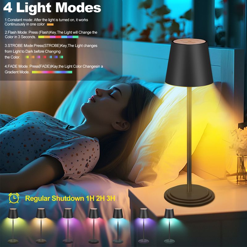 Domače pohištvo Ustvarjalna nova namizna svetilka za spalnico Nočna svetilka na dotik RGB barvna atmosferska svetilka Nočna lučka je mogoče časovno nastaviti Polnjenje USB_voghion.com