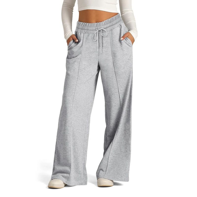 Pantaloni da tuta a vita alta e gamba larga da donna, morbidi jogger in cotone al latte traspirante, pantaloni casual larghi per corsa, yoga e viaggi (S-XXL)_voghion.com