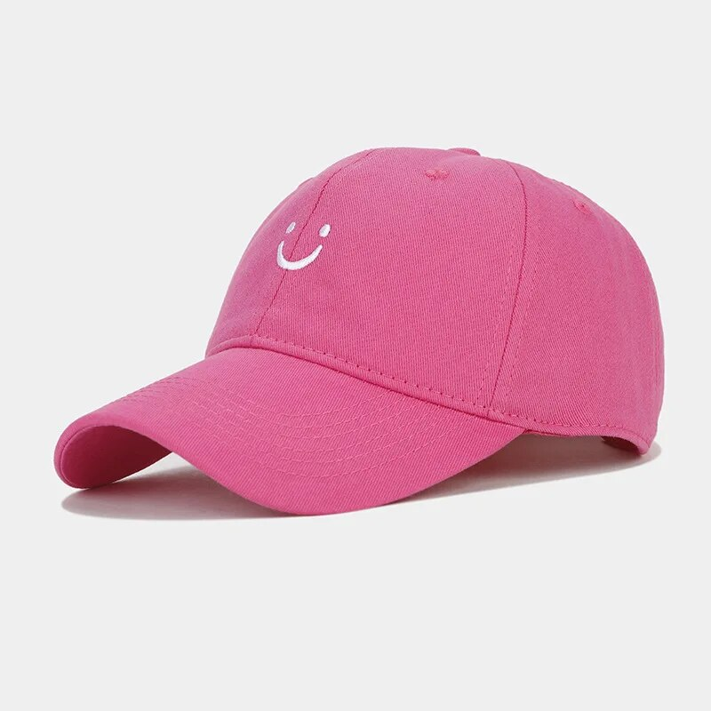 Smiley Face Trucker Washed Dad for Men Women Cute Baseball Caps Unstructured Smile Embroidered Hat_voghion.com