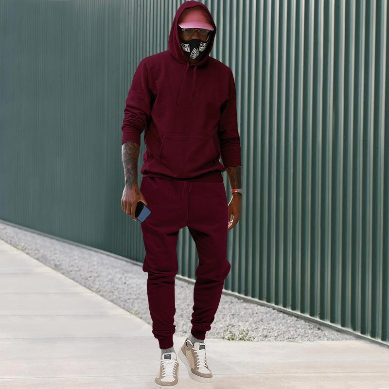 2024 Europese maat pluche trui met capuchon, sport-casual, stevige tweedelige losse sportkleding voor heren_voghion.com