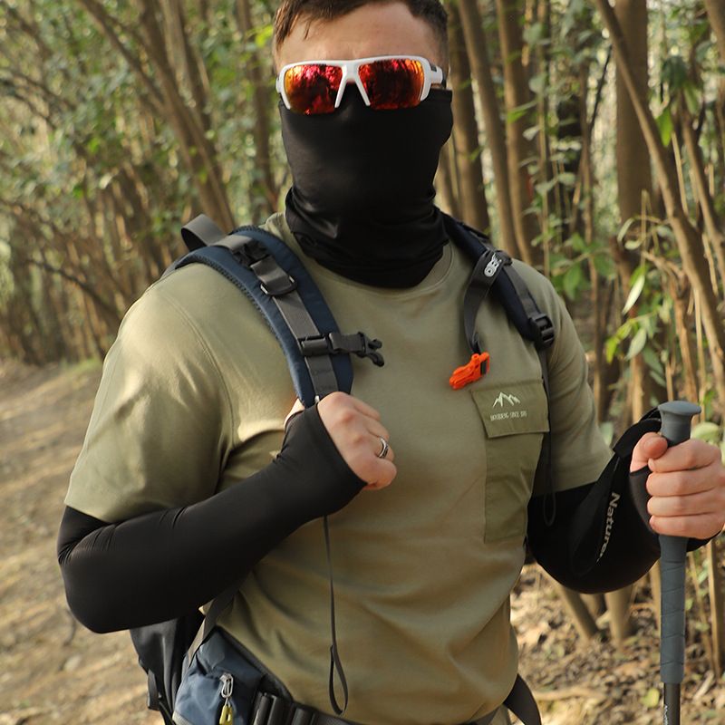 Men's Cooling Sun Mask Set - UPF 50+ Full Face Cover With Neck Protection & Arm Sleeves, Lightweight & Breathable For Cycling_voghion.com