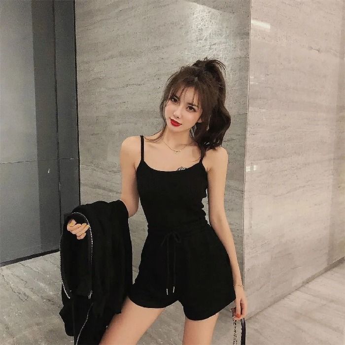 Ensemble trois pièces pour femme, décontracté, tendance, gilet et short, élégant et tendance, pour célébrités d'Internet_voghion.com
