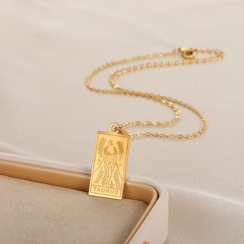 Nuova collana in acciaio inossidabile con 12 costellazioni placcata in oro e ciondolo in ottone per uomini e donne facoltosi._voghion.com