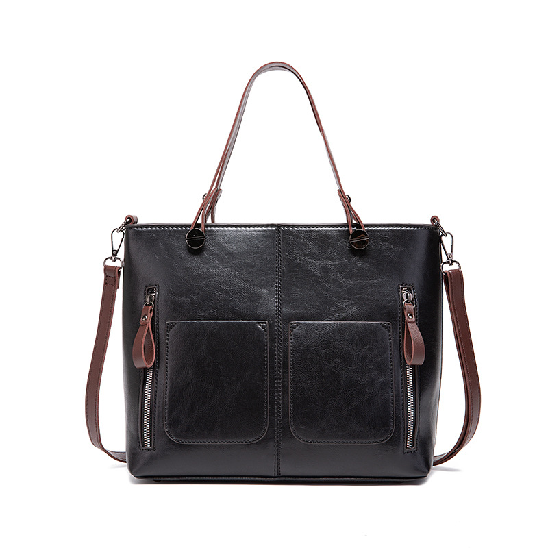 Guangzhou Oil Wax PU-Leder Neue Mode Doppeltasche Handtasche Einzelschulter Diagonal Straddle Bag_voghion.com