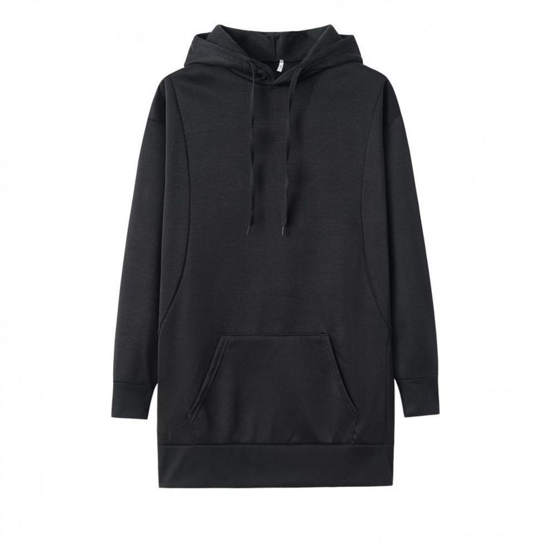 Women's solid color hooded loose long-sleeved padded women's sweatshirt_voghion.com