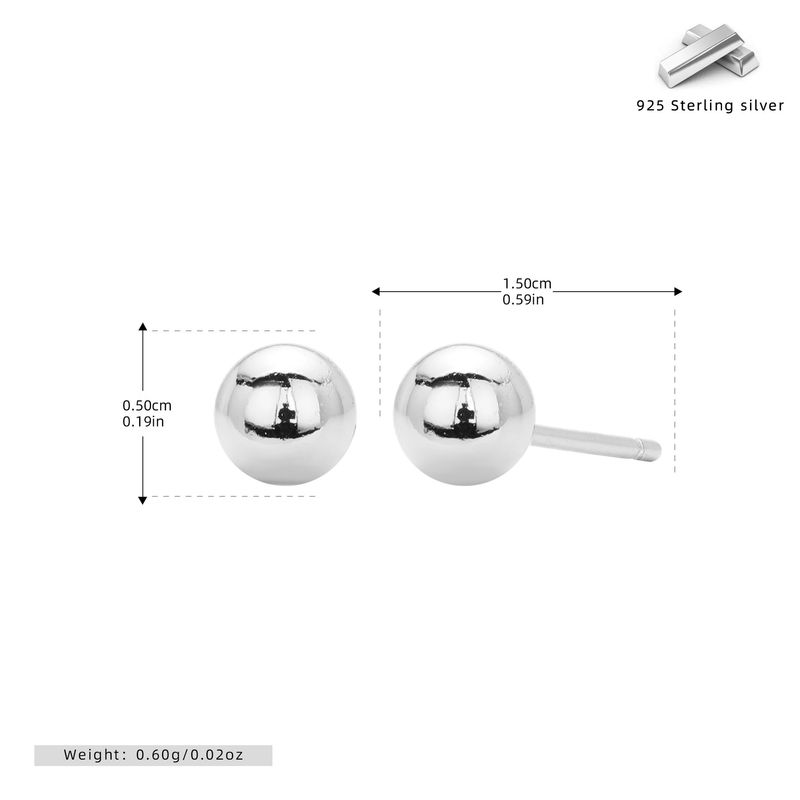 Women's Jewelry S925 Sterling Silver Bead Stud Earrings - Hypoallergenic Minimalist Earrings For Daily Wear Sizes 4mm-8mm_voghion.com