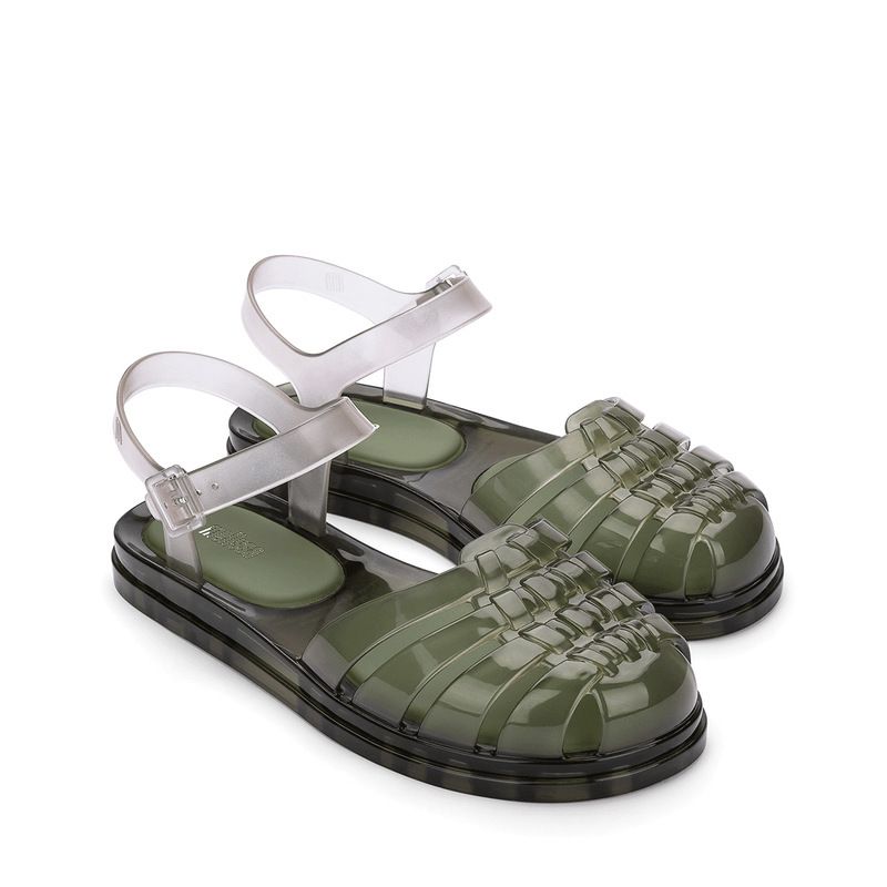 Sandali da donna intrecciati con motivo a blocchi di colore, con rinfreschi in gelatina_voghion.com