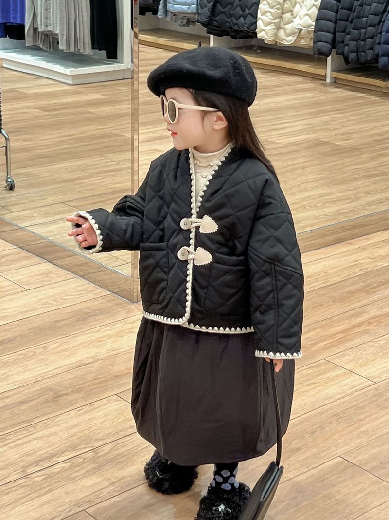 Winterkleding voor kinderen 2024, nieuwe Hanfu voor meisjes, schuine jas met rij knopen, Chinese stijl losse katoenen jas_voghion.com