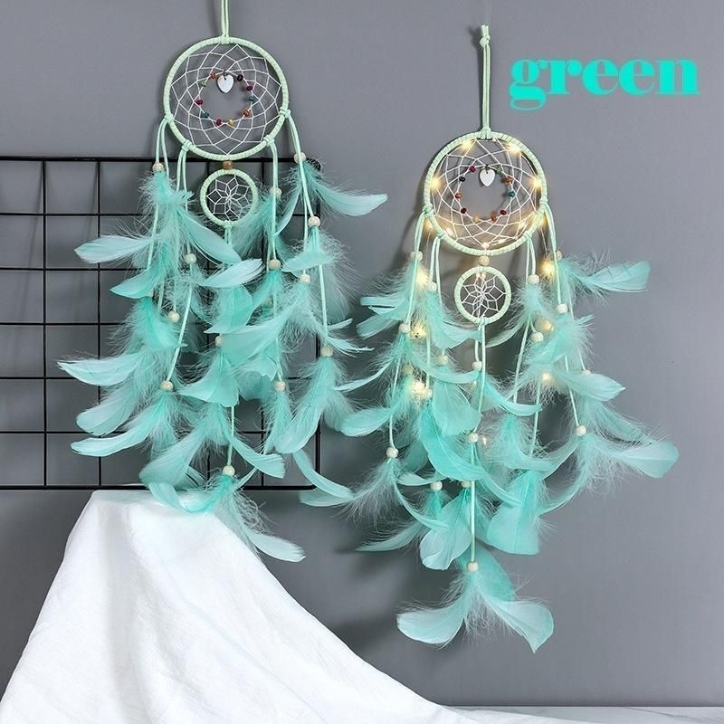 Moda LED Artigianato Illuminazione Acchiappasogni Piuma Acchiappasogni Ragazza Camera Campana Camera da letto Romantico Appeso Decorazione Ornamento Lupo Acchiappasogni_voghion.com