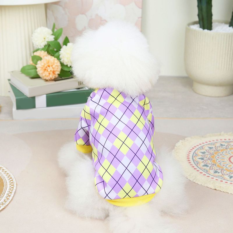 Guangying Bluza dla zwierząt Okrągły dekolt Klasyczna krata Ciepły sweter Uroczy element ubioru Streetwear Sweter z nadrukiem Pies Dwunożne ubrania Kostium dla szczenięcia_voghion.com