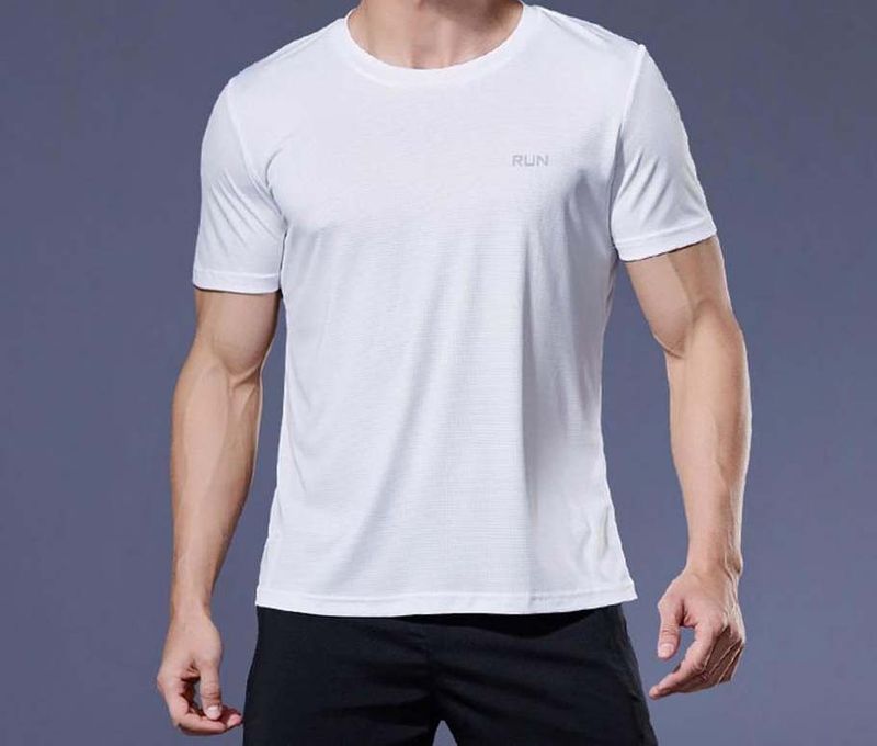 T-shirt à séchage rapide pour homme Marathon Ice Silk Running Respirant Ample Sports Manches Courtes Hauts Survêtements_voghion.com