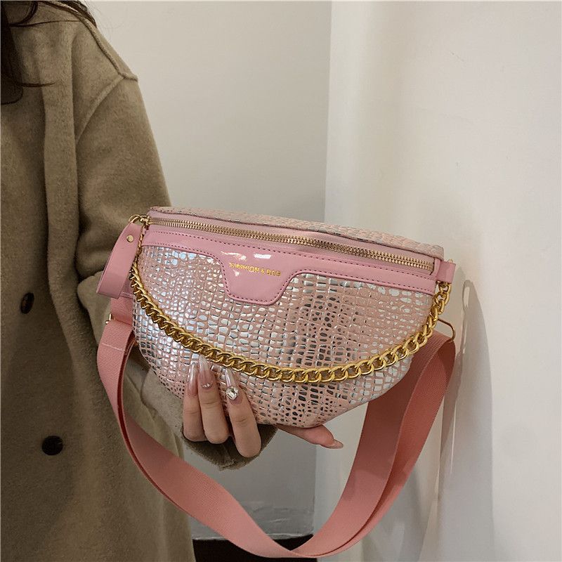 Versione coreana alla moda design di nicchia catena torace vita borsa a tracolla diagonale monospalla da donna nuova con motivo in pietra_voghion.com