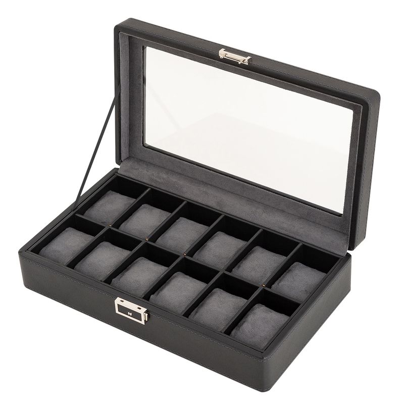 Black Green New Lychee Pattern High End Watch Box 3 Bit 6 Bit 12 Bit Double Layer Watch Jewelry Storage Box_voghion.com