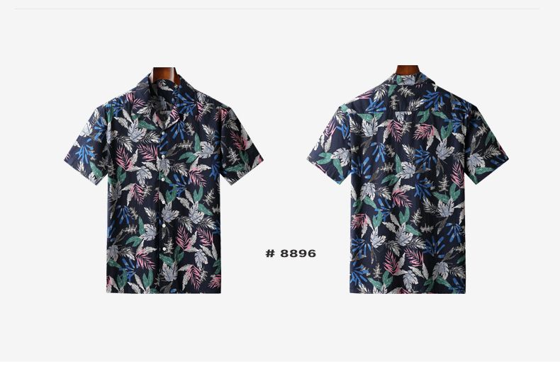 Camicia da spiaggia a maniche corte con fiori, taglie forti, da uomo, in cotone, ampia e alla moda, con stampa floreale._voghion.com