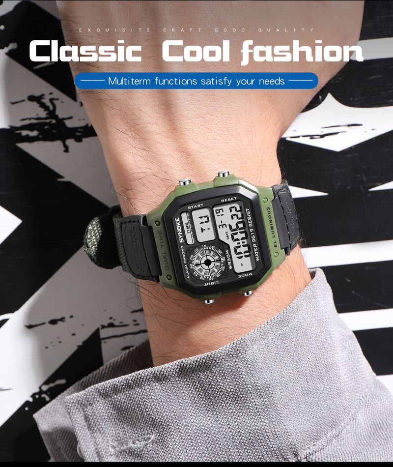 Men's Watches Nylon Canvas Men's Thin Square Classic Student Watches With Retro Electronic Watches Luminous Waterproof Movement._voghion.com
