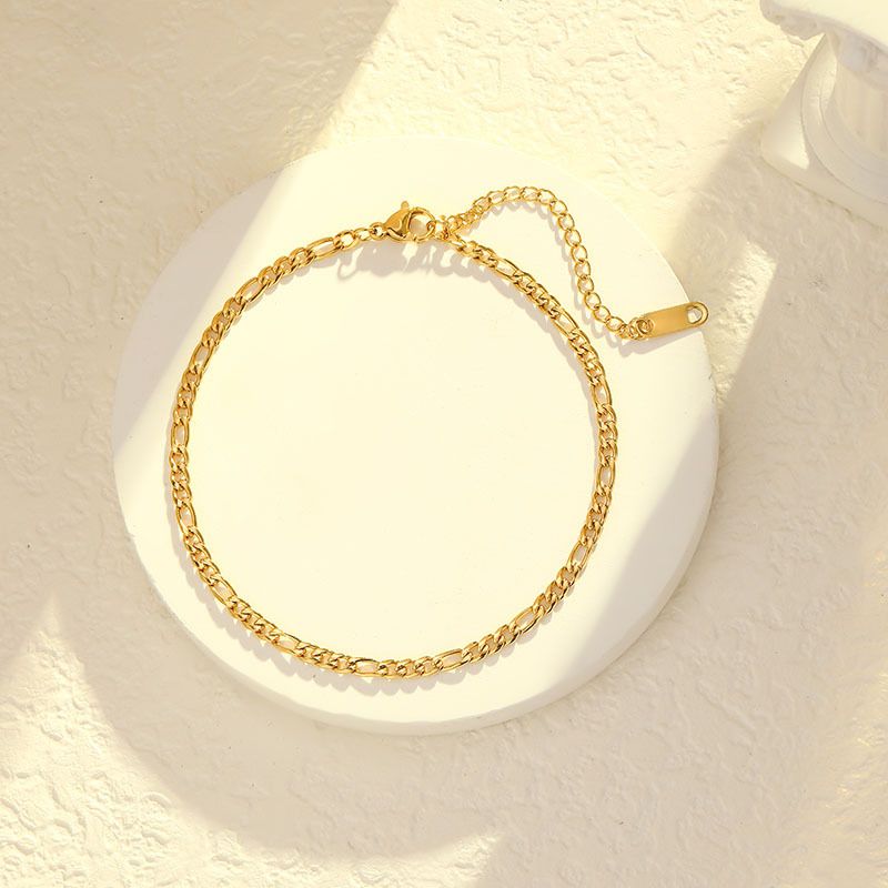 Cuban Plain Chain Titanium Steel Anklet For Women, Niche Design, High-end Simple Personality Versatile Summer Accessory_voghion.com