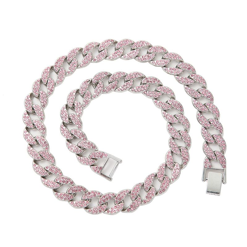 Collana da uomo cubana semplice versatile di lusso leggero rosa coreano da 15 mm, tendenza moda 2022, stile Ins_voghion.com
