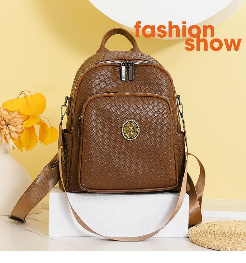 Soft Leather Backpack Women's Bag 2024 New Korean Version Trendy and Fashionable Casual Versatile Large Capacity Bag_voghion.com
