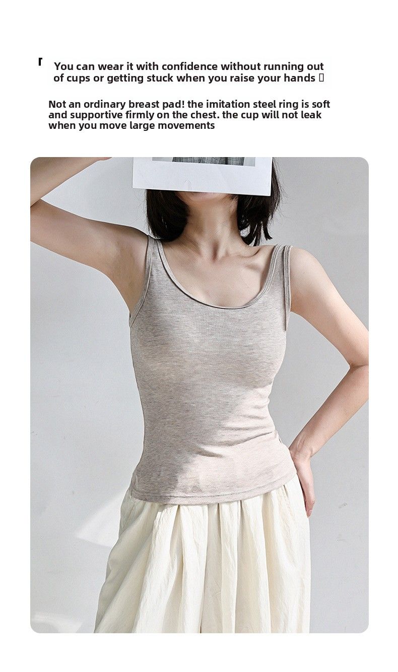 Imbottitura toracica integrata senza cuciture in seta di gelso, gilet a tracolla, top interno estivo sottile e traspirante da donna, base sottile e sottile-[XL-XXL_voghion.com