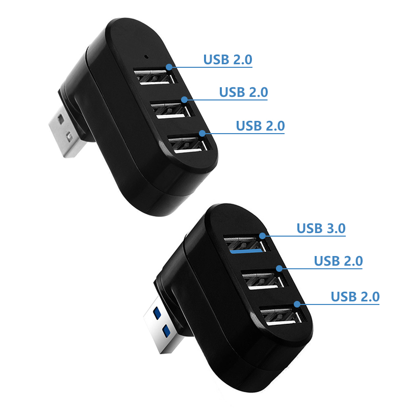 Hub 3.0 Adapter Rotate High Speed U Disk Reader Splitter 3 Ports USB 2.0 for Xiaomi book Pro Laptop PC_voghion.com