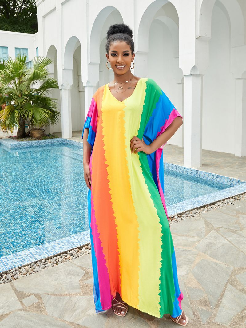 Boho Chic Cotton Beach Cover-Up – Loose Robe Style Swimsuit Outerwear For Vacation & Poolside Relaxation_voghion.com