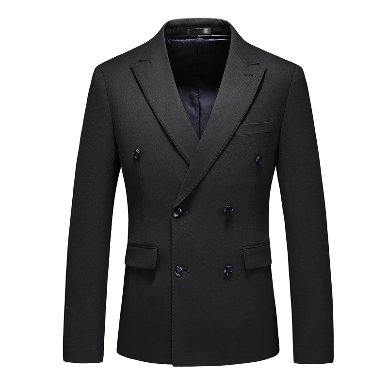 men's suit suit double-breasted solid color large size suit three-piece suit slim groom wedding dress_voghion.com