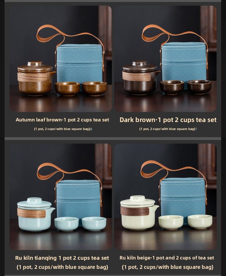 Set Small Portable Quick Tea Cup Outdoor Camping Travel Teapot Teacup One Pot Two Cups_voghion.com