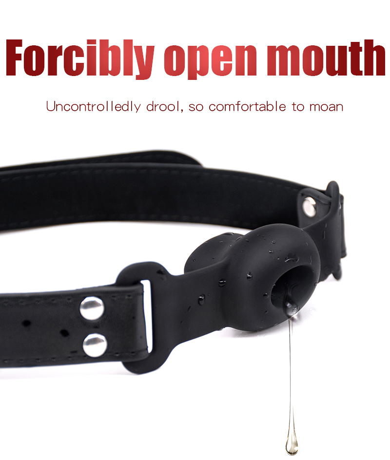Silicone Mouth Gag Extender Ball Oral Fixation Erotic Toys PU Harness Strap Belt Bdsm Bondage Costume Face Mas_voghion.com