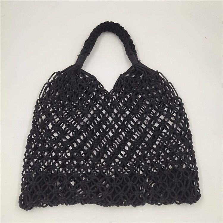 Borsa a mano in corda di cotone, borsa da donna in paglia a rete cava_voghion.com