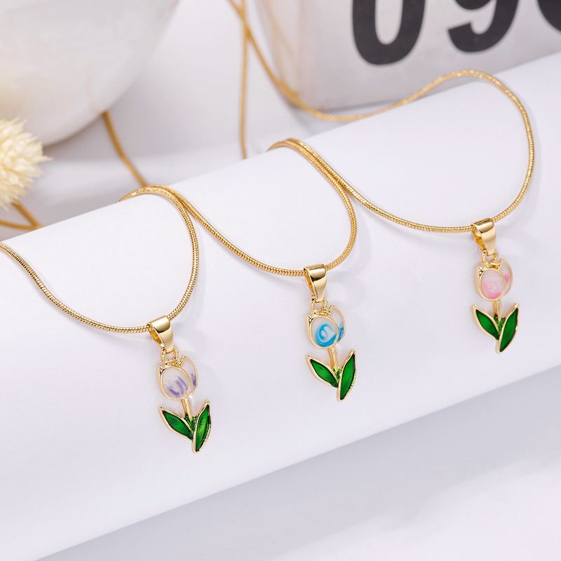 Ins Style New Tulip Necklace Bracelet Anklet Set, Female Creative Versatile Snake Bone Collarbone Chain_voghion.com
