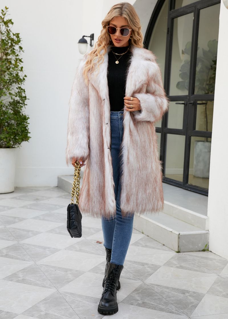 Women's Clothing Faux Fur Coat Artificial Fur Coat Imitation Fox Fur Coat Suit Collar Coat_voghion.com