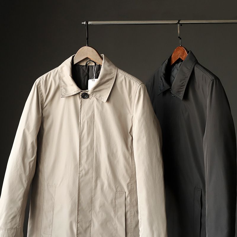 Men's Waterproof Windproof Quilted Long Coat With Stand Collar Winter Warm Trench Coat For Casual Outwear (Khaki, Black, Navy, Gray)_voghion.com