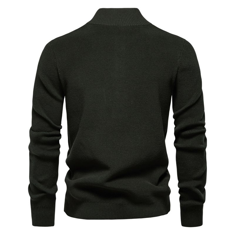 Nieuwe herfst- en wintertrui voor heren in Europese maat, heren met lange mouwen, halve rits, opstaande kraag, effen kleur, casual trendtrui die bij elkaar past_voghion.com