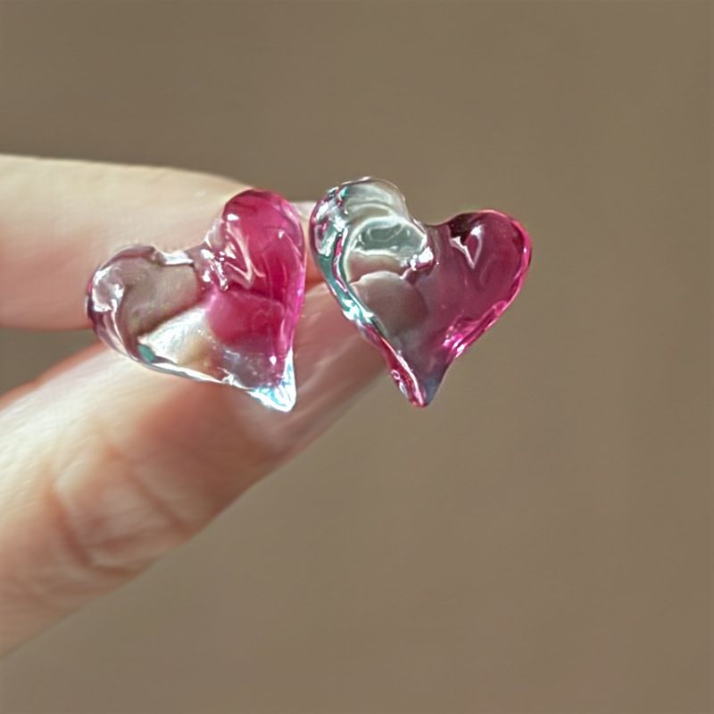 Orecchini a forma di cuore con perla d'amore, piccoli e unici, stile estivo rinfrescante, per ragazze, da donna_voghion.com