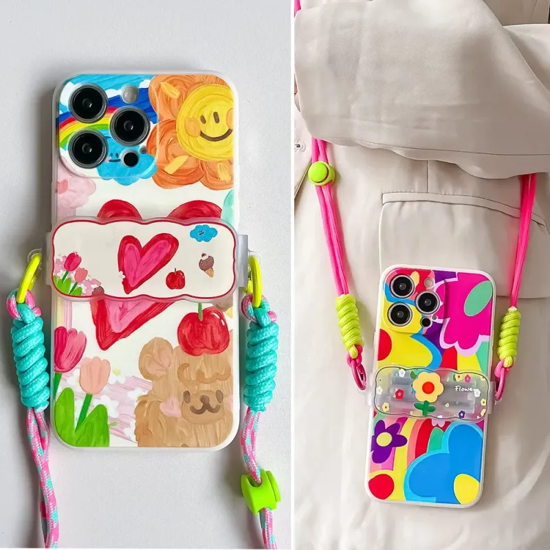 Für iPhone 16 15 14 13 12 Pro Max Liebe Herz Zurück Clip Lanyard Halterung Kette Crossbody Cord Nette Wer Telefon Strap Fall_voghion.com