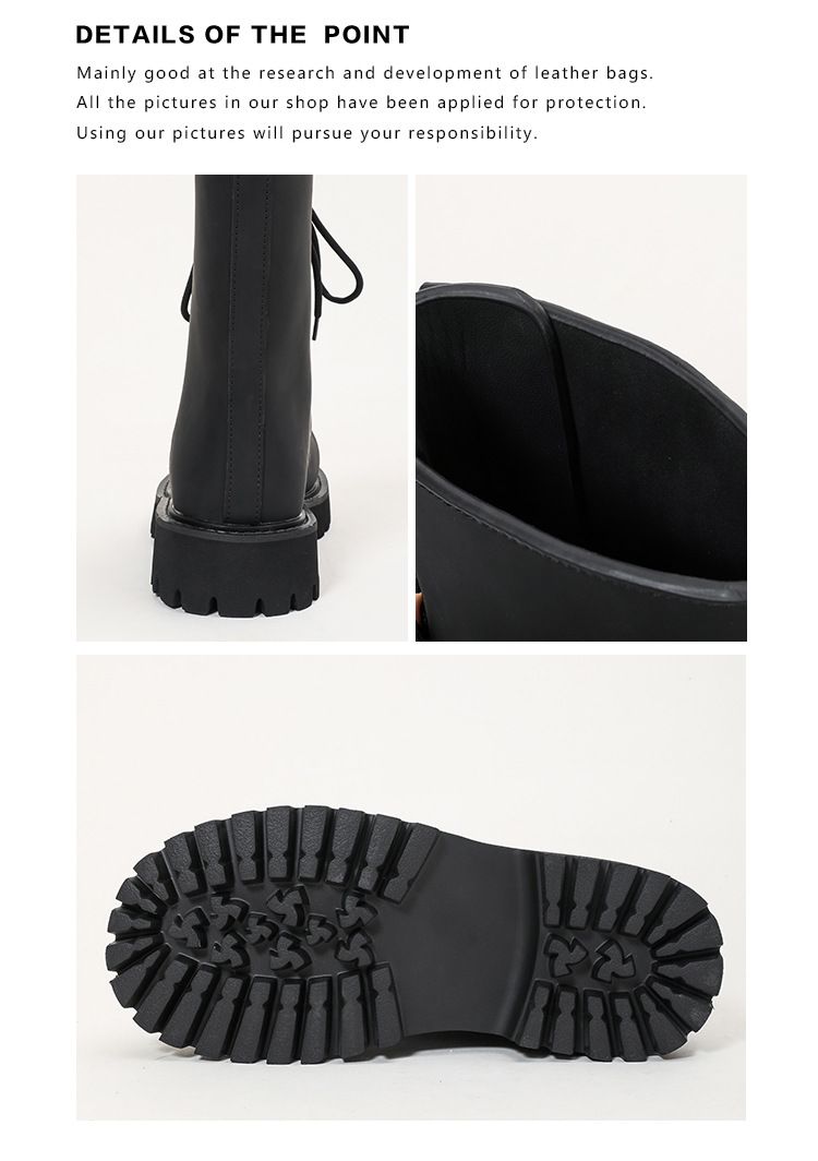 Big Roud Toe Thick Bottom Lace-Up Akle Woma Witer 2023 Black Platform Chuky Heel Short Boots Fashio Shoes for_voghion.com