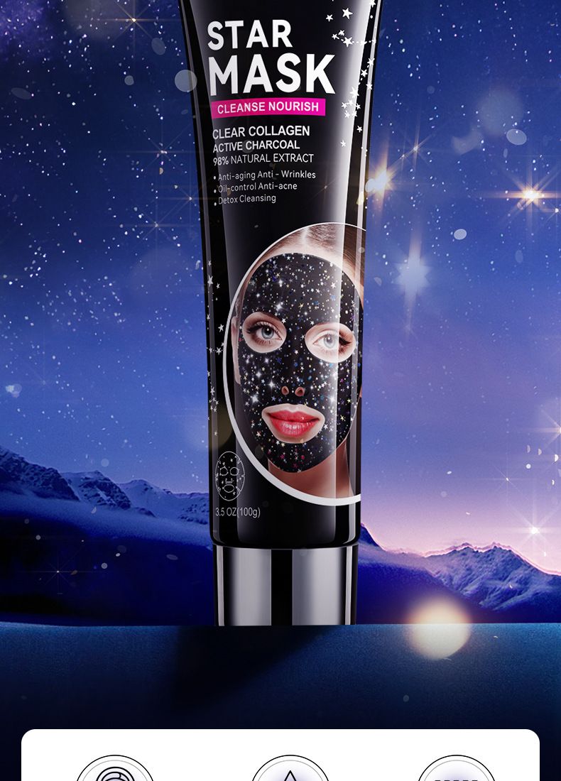 Mascarilla SADOER Starry Sky Whitening Cleansing Tear Mask, Elimina eficazmente los puntos negros, hidrata y rejuvenece, calma y repara la tirantez._voghion.com